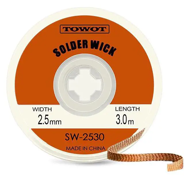 Alt view image 2 of 7 - Solder Wick Braid With Flux No-Clean Electronic, Desoldering Wick Braid Remover.Desolder Soldering Kit 2.5mm W 0.10'' L 9.8'(3Pcs)