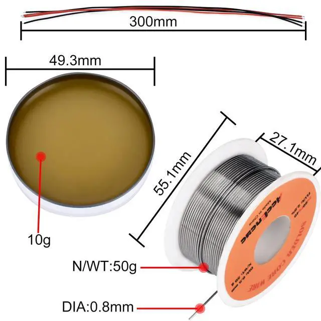 Alt view image 2 of 7 - Solder Core Wire and Rosin Paste Flux Kit Tin Lead Rosin Core Solder Wire & Rosin Paste Flux for Electrical Soldering 60-40 (0.8mm, 50g)