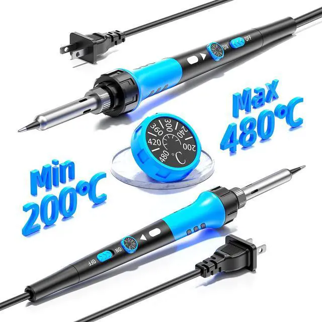 Alt view image 3 of 6 - Soldering Iron Kit, 60W gun with Ceramic Heater, 9-in-1 solder kit tool, Adjustable Temperature 200 to 450, Iron Tips, wire, Solder Stand for Welding and Repairing