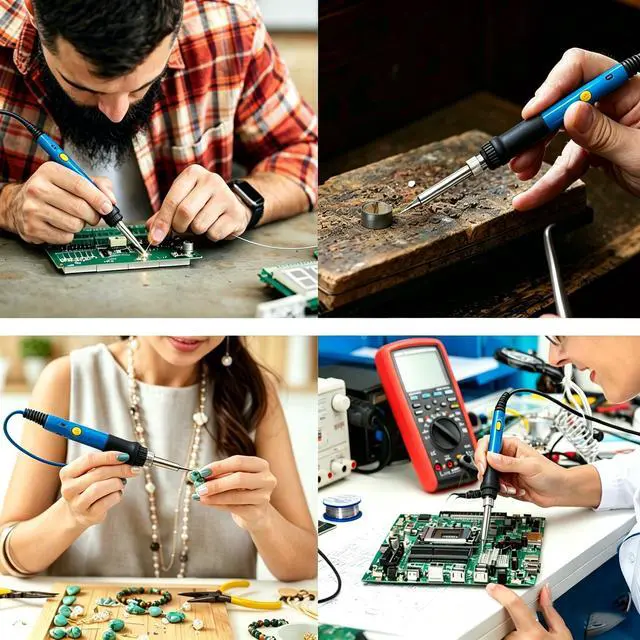 Alt view image 6 of 6 - 60W Soldering Iron Kit, 110V Soldering Iron with 5pc Interchangeable Tips and Solder Wire,Fast Heating,Adjustable Temperature Solder Welding Tools,Solder Wire for Variously Electronic Repair