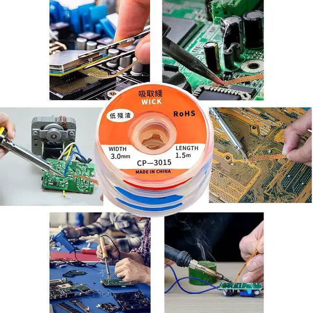 Alt view image 7 of 7 - Solder Wick10 Pack No-Clean Soldering Wick Braid Desoldering Wick Braid With Flux1.5mm/2mm/2.5mm/3mm/3.5mm Width 5Ft/1.5mm Length)