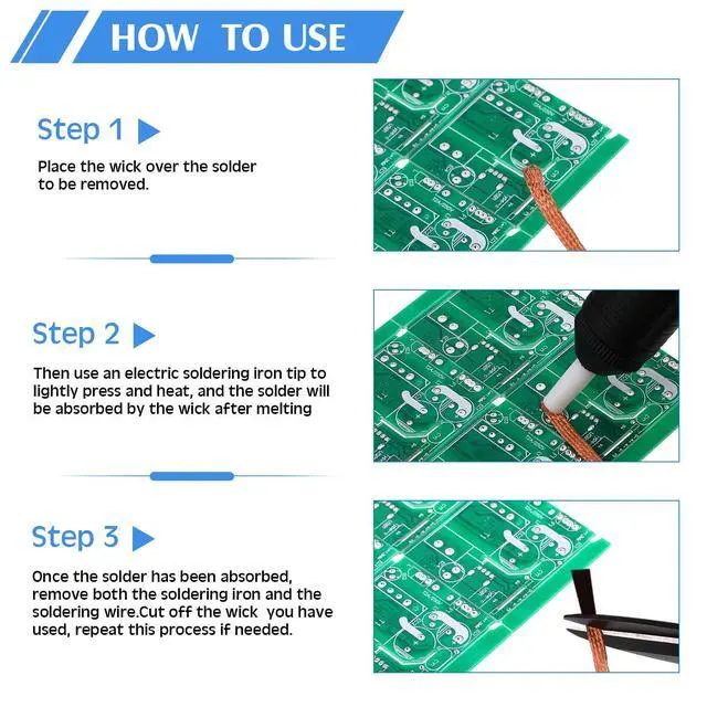 Alt view image 5 of 7 - 12 Pieces Solder Wick 1.5 Meter Length Braided Wicks Desoldering No-clean Solder Braid Wick Set(0.08", 0.1", 0.12",)