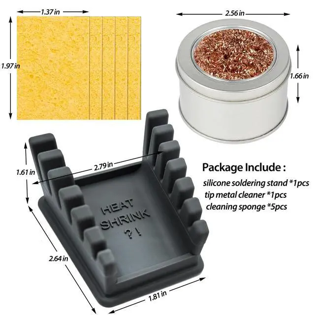 Alt view image 2 of 7 - Upgraded Silicone Soldering Station with Solder Tip Cleaner, Soldering Helping Hands, Soldering Tools Kit Including 1Pcs Iron Cleaner, 5Pcs Cleaning Sponges and 1Pcs Soldering Stand(Grey)