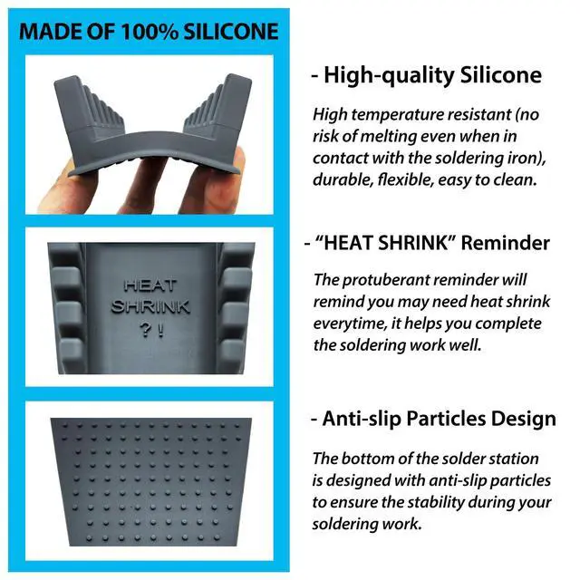 Alt view image 4 of 7 - Upgraded Silicone Soldering Station with Solder Tip Cleaner, Soldering Helping Hands, Soldering Tools Kit Including 1Pcs Iron Cleaner, 5Pcs Cleaning Sponges and 1Pcs Soldering Stand(Grey)