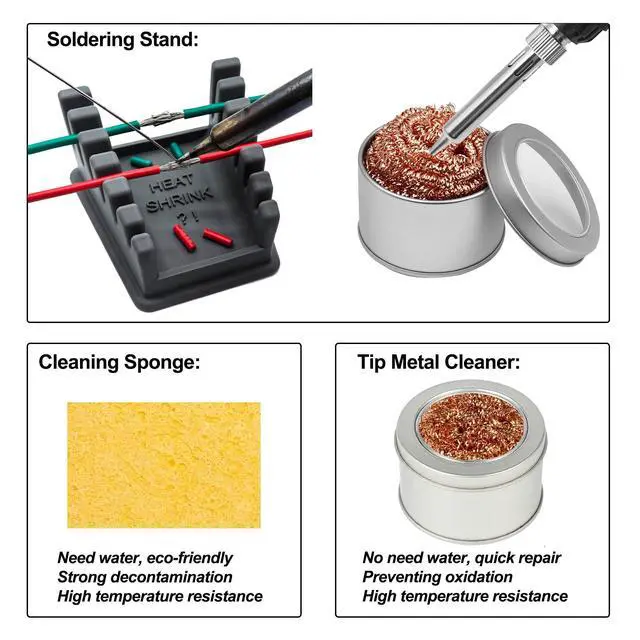 Alt view image 5 of 7 - Upgraded Silicone Soldering Station with Solder Tip Cleaner, Soldering Helping Hands, Soldering Tools Kit Including 1Pcs Iron Cleaner, 5Pcs Cleaning Sponges and 1Pcs Soldering Stand(Grey)
