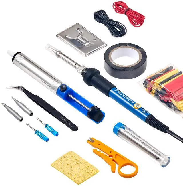 Alt view image 2 of 7 - Soldering Iron Kit, 60W Adjustable Temperature 15-in-1, Solder Wire, 2 pcs Tips, Wire Cutter, Desoldering Pump, Tweezers, Fast Heating for Desoldering Electronics Repair Hobby DIY 120V US Plug