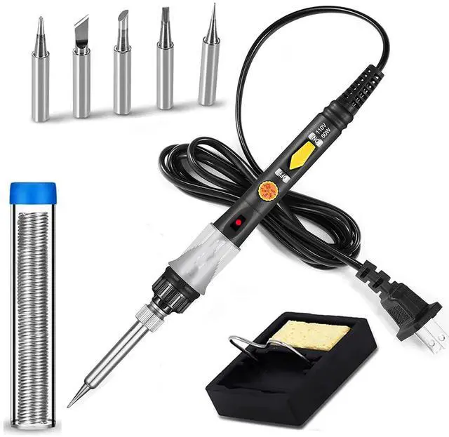 Main image of Soldering Iron Kit, Portable Soldering Gun with ON/OFF Switch, Adjustable Temperature 200~450,5 pcs Soldering Iron Tips, Solder Wire, Stand, Welding Tool
