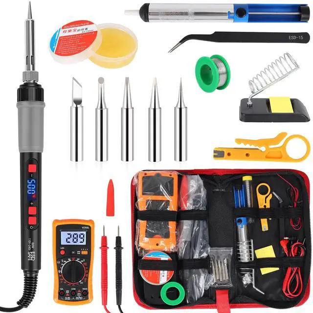 Main image of Soldering Iron Kit, 60W Soldering Tools with LCD Digital Display, 180°-500°C / 356°-932°F Adjustable Temperature, 5 Tips for Electronics Repair, Jewelry, DIY Projects