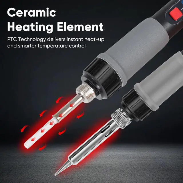 Alt view image 4 of 7 - Soldering Iron Kit, 60W Soldering Tools with LCD Digital Display, 180°-500°C / 356°-932°F Adjustable Temperature, 5 Tips for Electronics Repair, Jewelry, DIY Projects