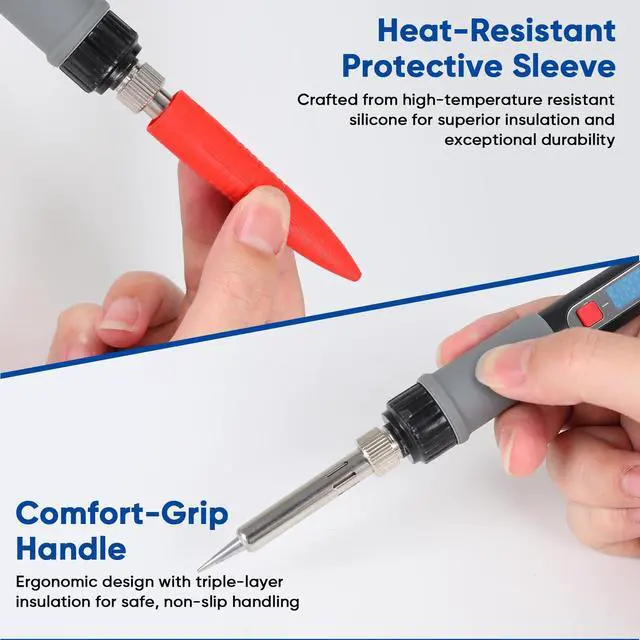 Alt view image 6 of 7 - Soldering Iron Kit, 60W Soldering Tools with LCD Digital Display, 180°-500°C / 356°-932°F Adjustable Temperature, 5 Tips for Electronics Repair, Jewelry, DIY Projects