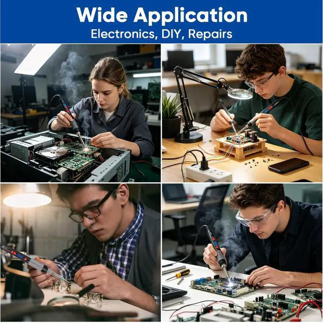 Alt view image 7 of 7 - Soldering Iron Kit, 60W Soldering Tools with LCD Digital Display, 180°-500°C / 356°-932°F Adjustable Temperature, 5 Tips for Electronics Repair, Jewelry, DIY Projects