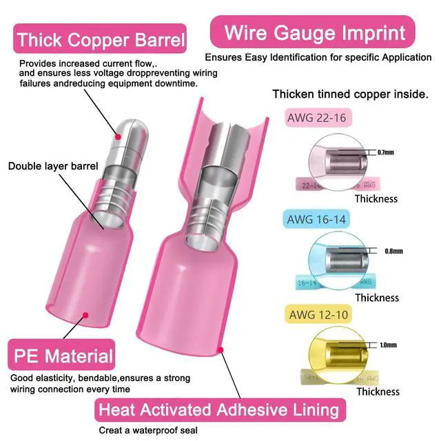 Alt view image 2 of 6 - 54PCS Heat Shrink Bullet Wire Connectors Kit 22-10AWG Waterproof Bullet connectors Heat Shrink Female&Male Connector for Automotive Boat Stereo Industrial Equipment