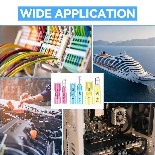 Alt view image 6 of 6 - 54PCS Heat Shrink Bullet Wire Connectors Kit 22-10AWG Waterproof Bullet connectors Heat Shrink Female&Male Connector for Automotive Boat Stereo Industrial Equipment
