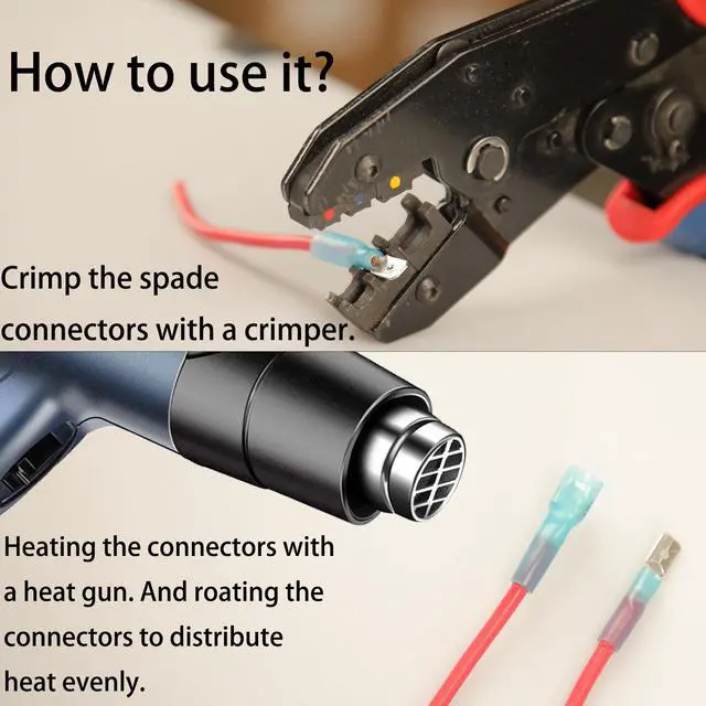 Alt view image 5 of 7 - 112pcs Heat Shrink Spade Connectors Kit, Waterproof Male & Female Spade Wire Connectors, Marine Grade Heat Shrink Crimp Connectors, Electrical Terminals