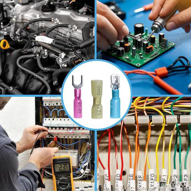 Alt view image 6 of 6 - Heat Shrink Wire Connectors Kit Marine Automotive Electrical Wiring Crimp Terminal Connector Set Insulated 22-10 Gauge Ring Spade Fork Butt Splices Electric Terminals Assortment