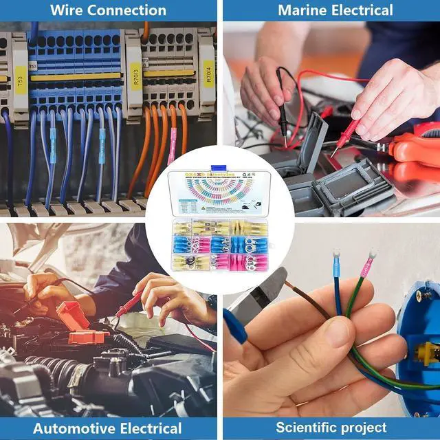 Alt view image 6 of 7 - 125PCS Heat Shrink Wire Connectors Kit, Waterproof Marine Grade Crimp Connectors, Tinned Copper Electrical Terminals, Butt Ring Fork Spade Hook, 22-10 AWG, 3 Colors