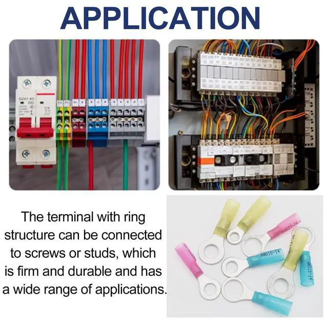 Alt view image 5 of 5 - 125Pcs Heat Shrink Ring Wire Connectors#10,1/4",5/16"(3 Colors/3Sizes) 12-10 16-14 22-16 Gauge Waterproof Automotive Marine Electrical Terminals KitInsulated Crimp Connector Assortment