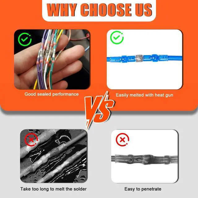 Alt view image 4 of 7 - 120Pcs Heat Shrink Solder Seal Wire Connectors Kit, Waterproof Butt Connector Heat Shrink Electrical Terminals, Insulated Solderless Wiring Splice Connectors for Marine, Automotive Boat Truck