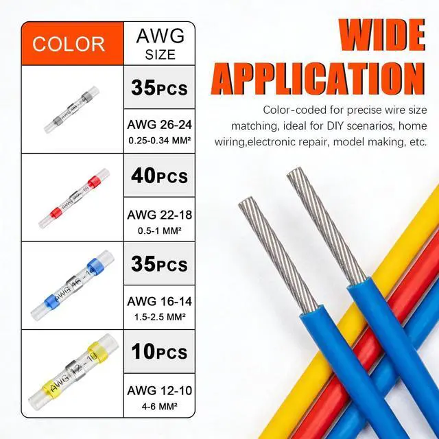 Alt view image 5 of 7 - 120Pcs Heat Shrink Solder Seal Wire Connectors Kit, Waterproof Butt Connector Heat Shrink Electrical Terminals, Insulated Solderless Wiring Splice Connectors for Marine, Automotive Boat Truck