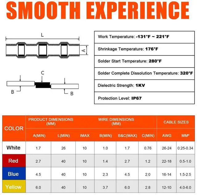 Alt view image 7 of 7 - 120Pcs Heat Shrink Solder Seal Wire Connectors Kit, Waterproof Butt Connector Heat Shrink Electrical Terminals, Insulated Solderless Wiring Splice Connectors for Marine, Automotive Boat Truck