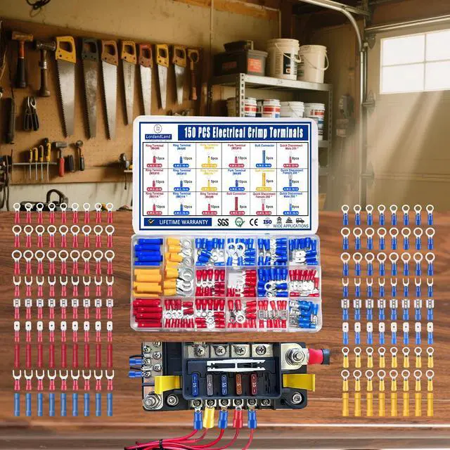Alt view image 7 of 7 - 150PCS Mixed Quick Disconnect Electrical Insulated Butt Bullet Spade Fork Ring Solderless Crimp Terminals 18 Types Wire Connectors Assortment Kit