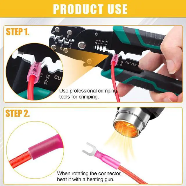 Alt view image 3 of 6 - 100PCS Heat Shrink Fork Spade Connectors 22-16/16-14/12-10 Gauge #10 Waterproof Quick Splice Crimp U-Type Terminal Connectors Assortment Kit N-078-100PCS