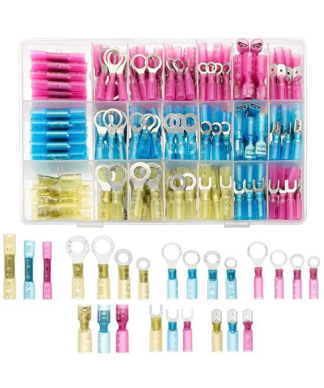 Main image of Heat Shrink Wire Connectors Kit, 320 pcs, Ring Fork Spade Butt Splices, Electrical Connectors Kit