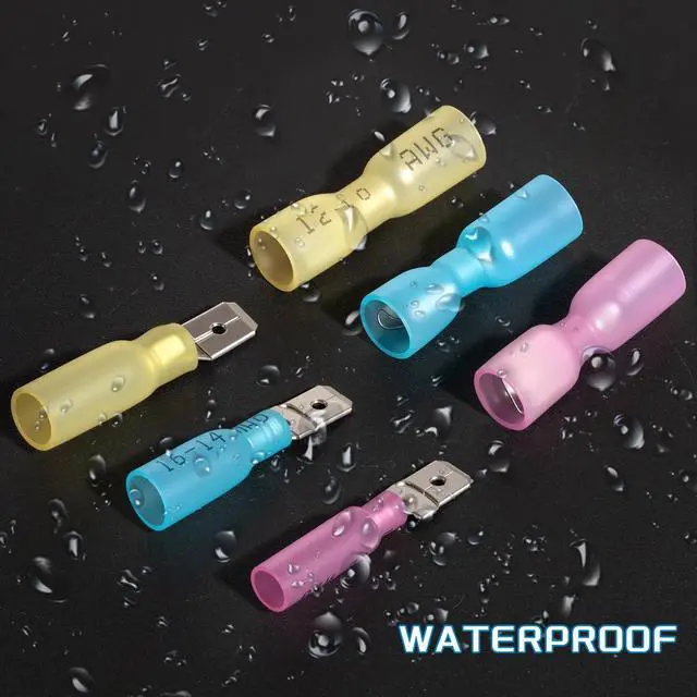 Alt view image 5 of 6 - Heat Shrink Spade Connectors 22-10 AWG Female Male Spade Terminal Kit Insulated Crimp Electrical Wire Connector for Marine Automotive Wiring (Pack of 50Pcs)
