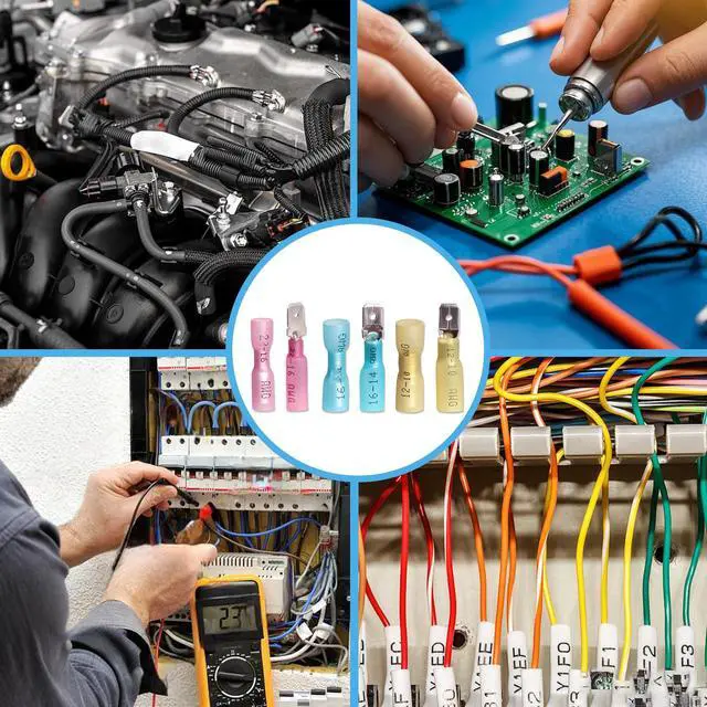 Alt view image 6 of 6 - Heat Shrink Spade Connectors 22-10 AWG Female Male Spade Terminal Kit Insulated Crimp Electrical Wire Connector for Marine Automotive Wiring (Pack of 50Pcs)