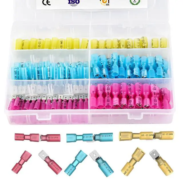 Alt view image 5 of 7 - Terminal Connector Kit 140 Pcs 22-10 AWG Insulated Waterproof Wire Terminals, Ring Fork Spade Butt Splices for Automotive Marine Truck, Copper PVC Electrical Connectors