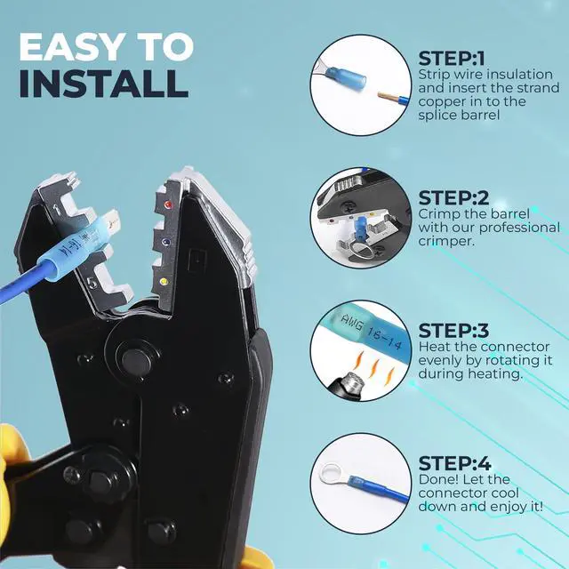 Alt view image 5 of 5 - 168 Pcs Heat Shrink Wire Connectors Kit- Electrical Waterproof Crimp Terminals Set- Insulated Rings Forks Spade Butt Splices- Wiring Connector Assortment for Automotive Marine Boat