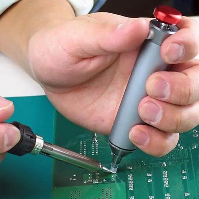 Alt view image 7 of 7 - Desoldering Pump Solder Sucker No Clog for Solder Removing with Replaceable Heat Resistan Silicone Sucking Nozzle, Desoldering Tool Sodering Pump Strong Vacuum Aluminum Suction Remover Tool