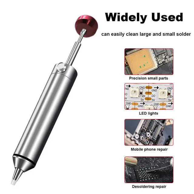 Alt view image 3 of 7 - Desoldering Pump Solder Sucker No Clog for Solder Removing with Replaceable Heat Resistan Silicone Sucking Nozzle, Desoldering Tool Sodering Pump Strong Vacuum Aluminum Suction Remover Tool