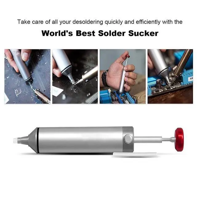 Alt view image 6 of 7 - Desoldering Pump Solder Sucker No Clog for Solder Removing with Replaceable Heat Resistan Silicone Sucking Nozzle, Desoldering Tool Sodering Pump Strong Vacuum Aluminum Suction Remover Tool