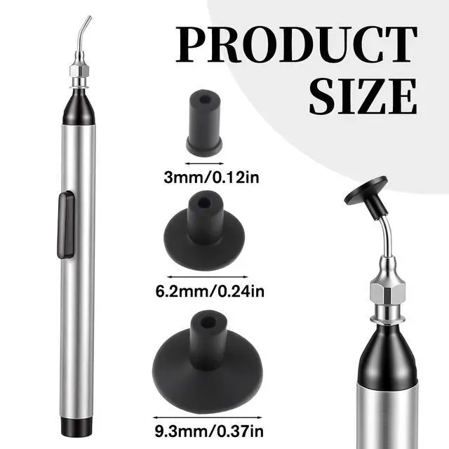 Alt view image 2 of 5 - Vacuum Sucking Pen Sucker Pump IC SMD Pick Up Soldering Set Solder Remover Tool with 3 Suction Headers Suction Remover Desoldering for Electronics Repair Precision Component Placement