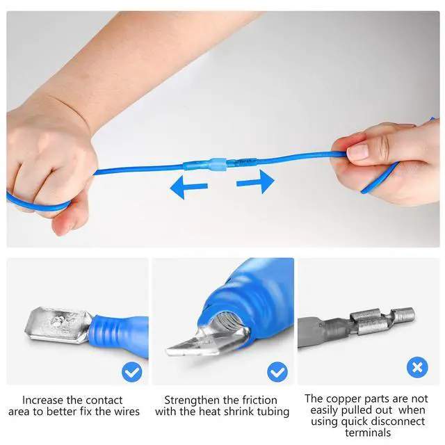 Alt view image 4 of 6 - 130PCS Heat Shrink Wire Connectors Kit, Electrical Waterproof Crimp Butt Terminals, Insulated Spade Connectors for Automotive Marine Boat Truck, Include Rings Forks Spade Butt Splices
