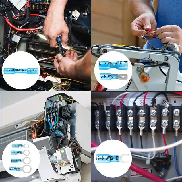 Alt view image 6 of 6 - 130PCS Heat Shrink Wire Connectors Kit, Electrical Waterproof Crimp Butt Terminals, Insulated Spade Connectors for Automotive Marine Boat Truck, Include Rings Forks Spade Butt Splices