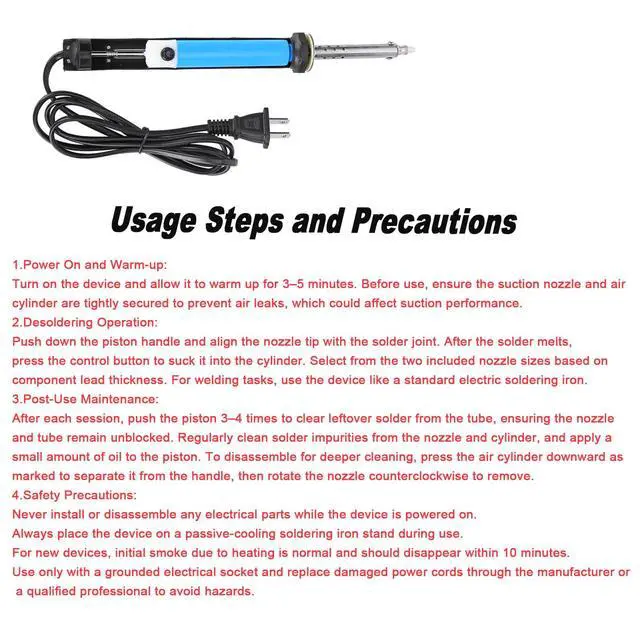 Alt view image 7 of 7 - Soldering Iron Tool Set with Suction Nozzles,30W Use Tin Suction Sucker Pen,Desoldering Pump Kit for Through Hole Desoldering Repairing,110V US Plug