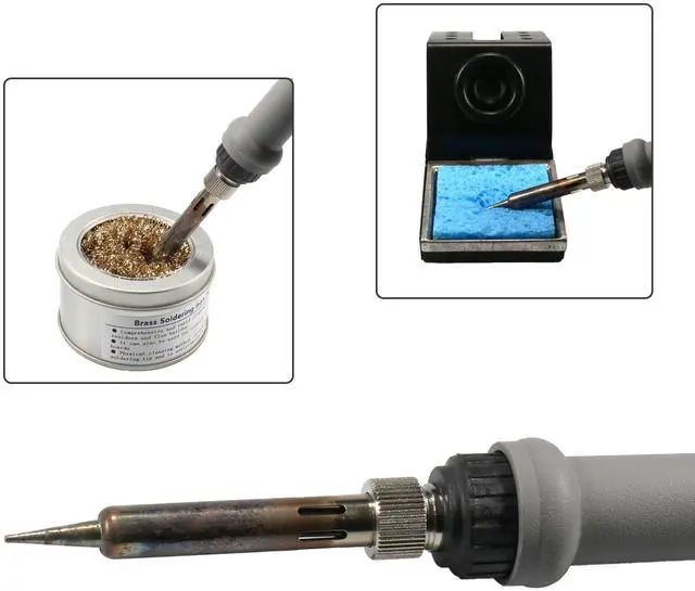 Alt view image 4 of 7 - Brass Wire & High-Temperature Sponge Soldering Iron Tip Cleaner Combo Kit for Solder & Flux Residues Cleaning, 12-Piece Set