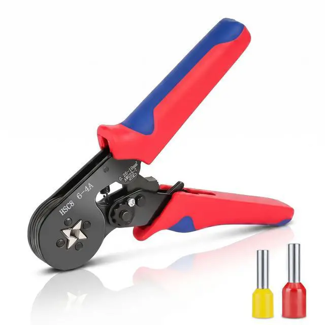 Main image of Handy Ferrule Crimping Tool for 23-7 AWG Wire Terminals, Square Wire Crimper with Self-Adjusting Ratchet, Ferrule Crimpers for Electrical and Automotive Wiring