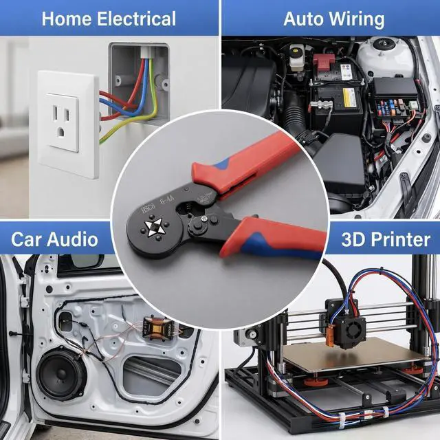 Alt view image 7 of 7 - Handy Ferrule Crimping Tool for 23-7 AWG Wire Terminals, Square Wire Crimper with Self-Adjusting Ratchet, Ferrule Crimpers for Electrical and Automotive Wiring