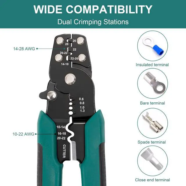 Alt view image 2 of 7 - Wire Crimper for Insulated/Bare/Heat Shrink Connectors 10-22 AWG, 3rd Generation Wire Crimping Tool, Multifunctional Crimpers for Crimping, Stripping, and Cutting