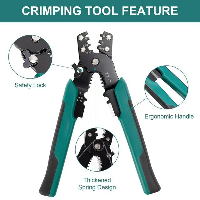 Alt view image 5 of 7 - Wire Crimper for Insulated/Bare/Heat Shrink Connectors 10-22 AWG, 3rd Generation Wire Crimping Tool, Multifunctional Crimpers for Crimping, Stripping, and Cutting