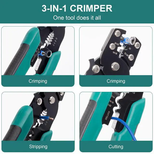Alt view image 4 of 7 - Wire Crimper for Insulated/Bare/Heat Shrink Connectors 10-22 AWG, 3rd Generation Wire Crimping Tool, Multifunctional Crimpers for Crimping, Stripping, and Cutting