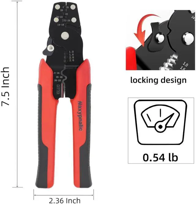 Alt view image 2 of 6 - 3-in-1 Wire Crimper Tool, Wire Stripper Cutter Crimping Pliers, 10-28 AWG Electrical Terminal Crimper for Insulated & Non-Insulated Connectors, Automotive Wiring Repair Hand Tool