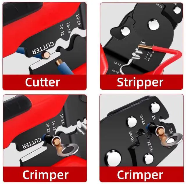 Alt view image 5 of 6 - 3-in-1 Wire Crimper Tool, Wire Stripper Cutter Crimping Pliers, 10-28 AWG Electrical Terminal Crimper for Insulated & Non-Insulated Connectors, Automotive Wiring Repair Hand Tool