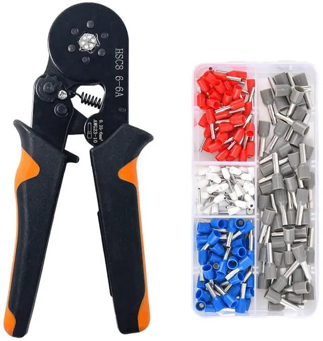Main image of 201PCS Ferrule Crimping Tool Kit, AWG23-10 Self-adjustable Ratchet Wire Crimping Tool Kit Crimper Plier Set with 200PCS Wire Terminals Crimping Connectors Wire End Ferrules Terminals