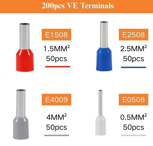 Alt view image 2 of 6 - 201PCS Ferrule Crimping Tool Kit, AWG23-10 Self-adjustable Ratchet Wire Crimping Tool Kit Crimper Plier Set with 200PCS Wire Terminals Crimping Connectors Wire End Ferrules Terminals
