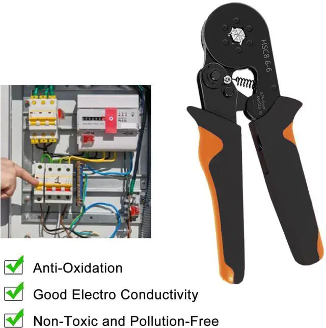 Alt view image 5 of 6 - 201PCS Ferrule Crimping Tool Kit, AWG23-10 Self-adjustable Ratchet Wire Crimping Tool Kit Crimper Plier Set with 200PCS Wire Terminals Crimping Connectors Wire End Ferrules Terminals