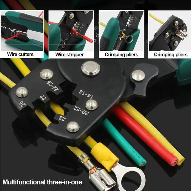 Alt view image 4 of 6 - Wire Crimping Tool, Multifunctional stripping crimping pliers Wire stripper and crimping tool for Insulated Bare/Heat Shrink connectors Electrical Connectors(22-10 AWG)